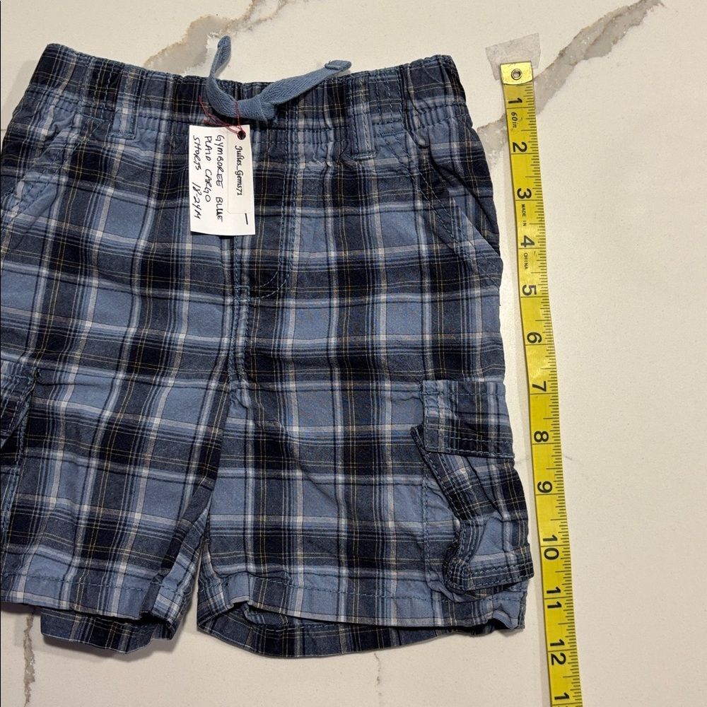 Gymboree | Infant Baby Boys Cargo Blue Navy White Plaid Casual Shorts 18-24M - Picture 16 of 16
